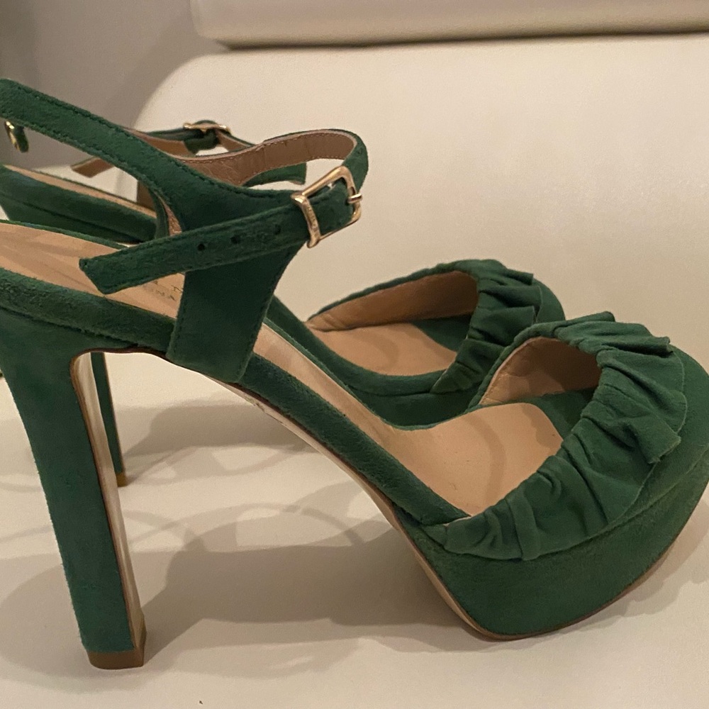 Twin-Set Green Ruffle Heeled Sandals - Picture 3 of 4